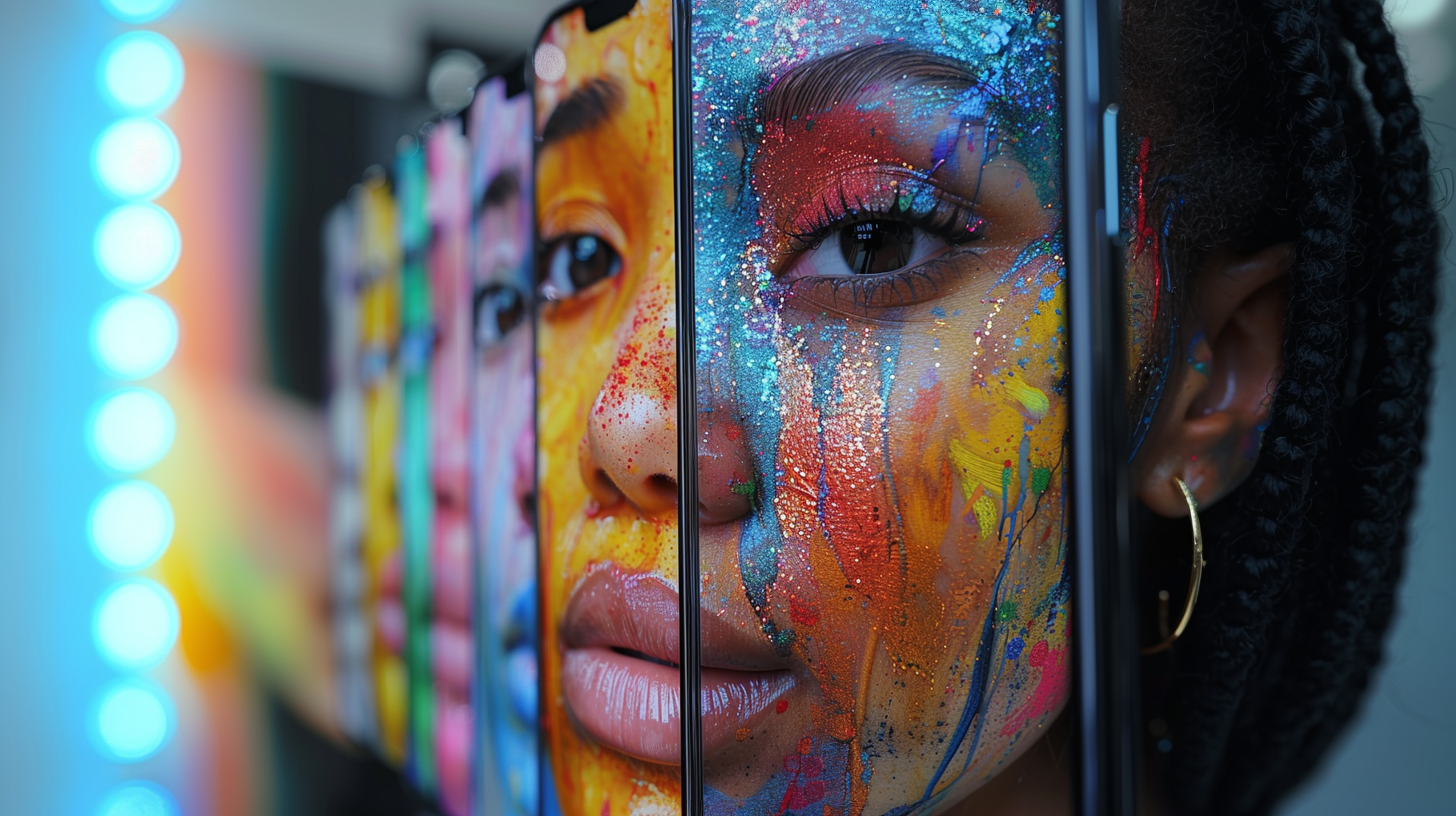 Picture of a girl with changing faces on instagram