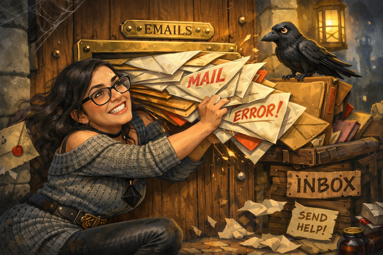 an illustration of Heather struggling with wordpress not receiving email contact form.